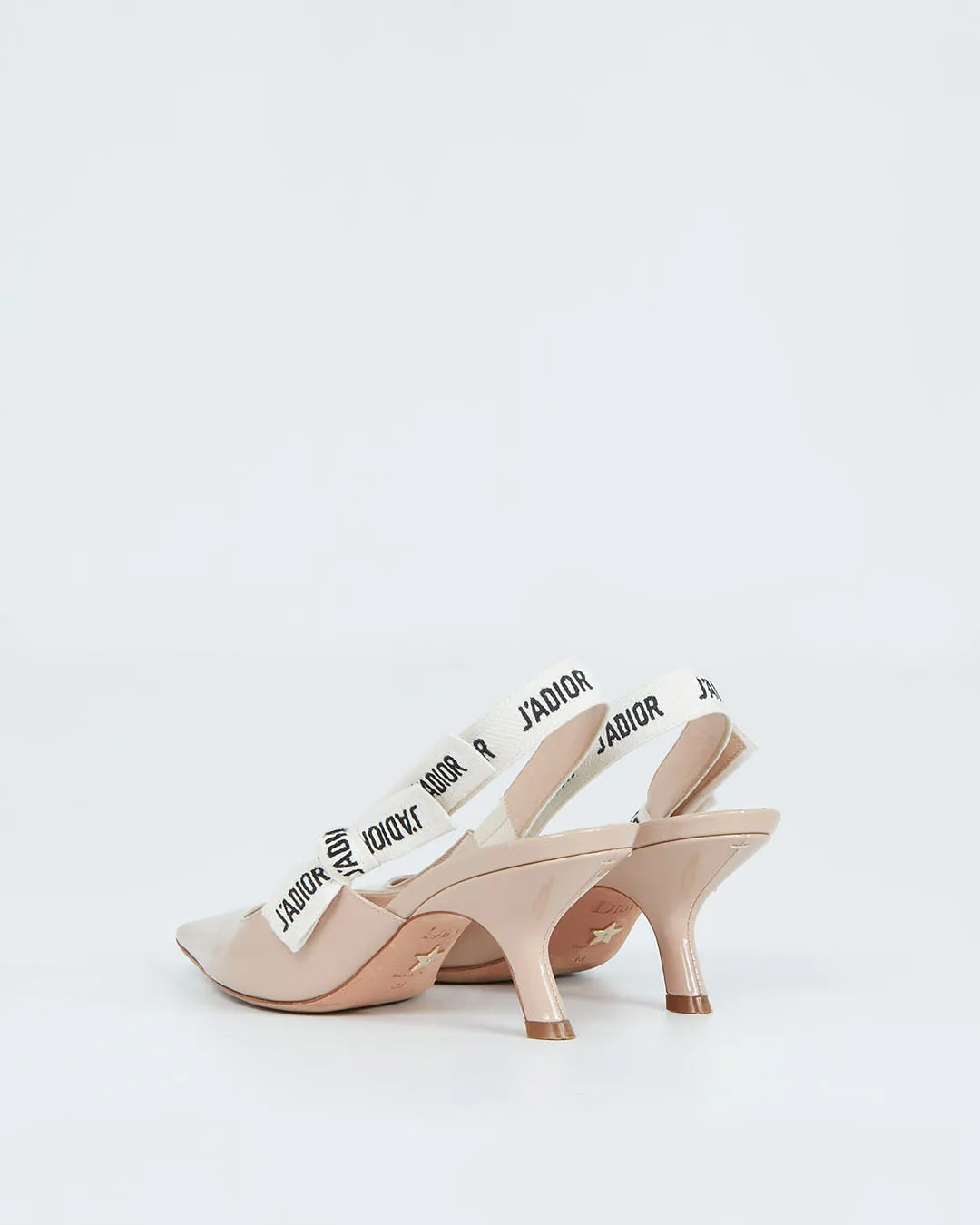 Dior Nude Patent Logo Slingback Kitten Heel - 36