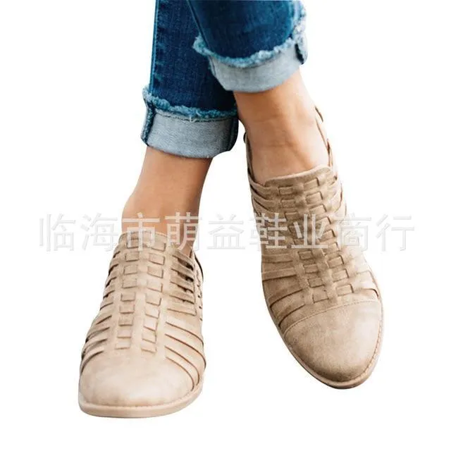 Women leather shoes Zip Fashion Heels Loafers